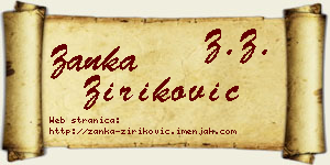 Žanka Ziriković vizit kartica